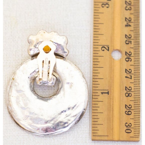 Vintage Huge Abstract Tropical Pineapple Clip On Dangle Earrings - AA1 - Picture 2 of 2